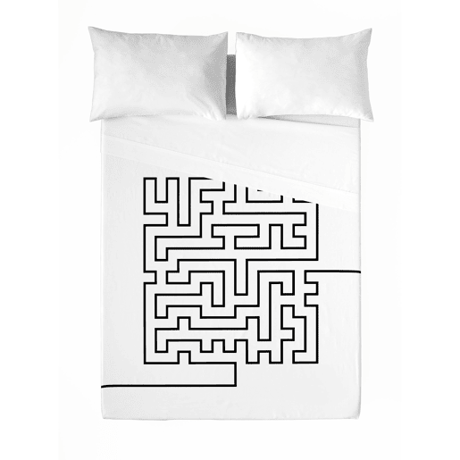 ICEHOME - Conjunto de lençóis estampados de 2 peças para cama 135 - Algodão extra macio - Inclui lençol de cima + 1 fronha - LABERINTH