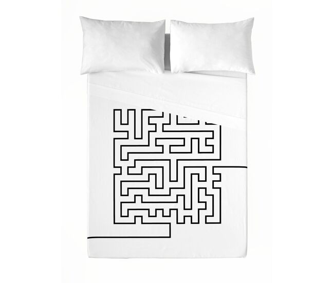 Icehome - juego de sábanas estampadas 2 piezas cama 135 - algodón extra suave - incluye sábana encimera + 1 funda de almohada - laberinth