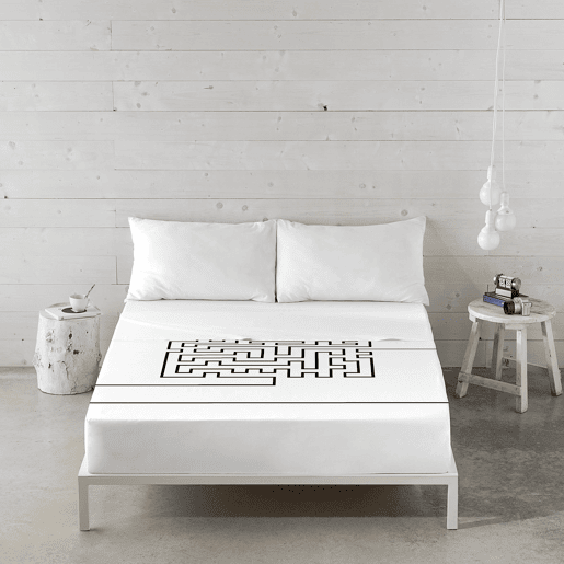 ICEHOME - Conjunto de lençóis estampados de 2 peças para cama 135 - Algodão extra macio - Inclui lençol de cima + 1 fronha - LABERINTH