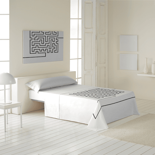 ICEHOME - Conjunto de lençóis estampados de 2 peças para cama 135 - Algodão extra macio - Inclui lençol de cima + 1 fronha - LABERINTH
