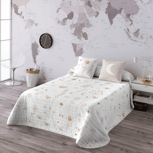 Haciendo el Indio - Colcha Bouti Estampada - Peso 70 Gramas - Cama 90105 - FLOWER CHAOS