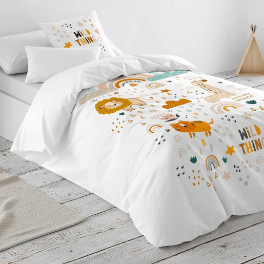 NATURALS - Capa de edredom infantil estampada cama 105 - Algodão extra macio - Inclui 1 fronha - OBINI