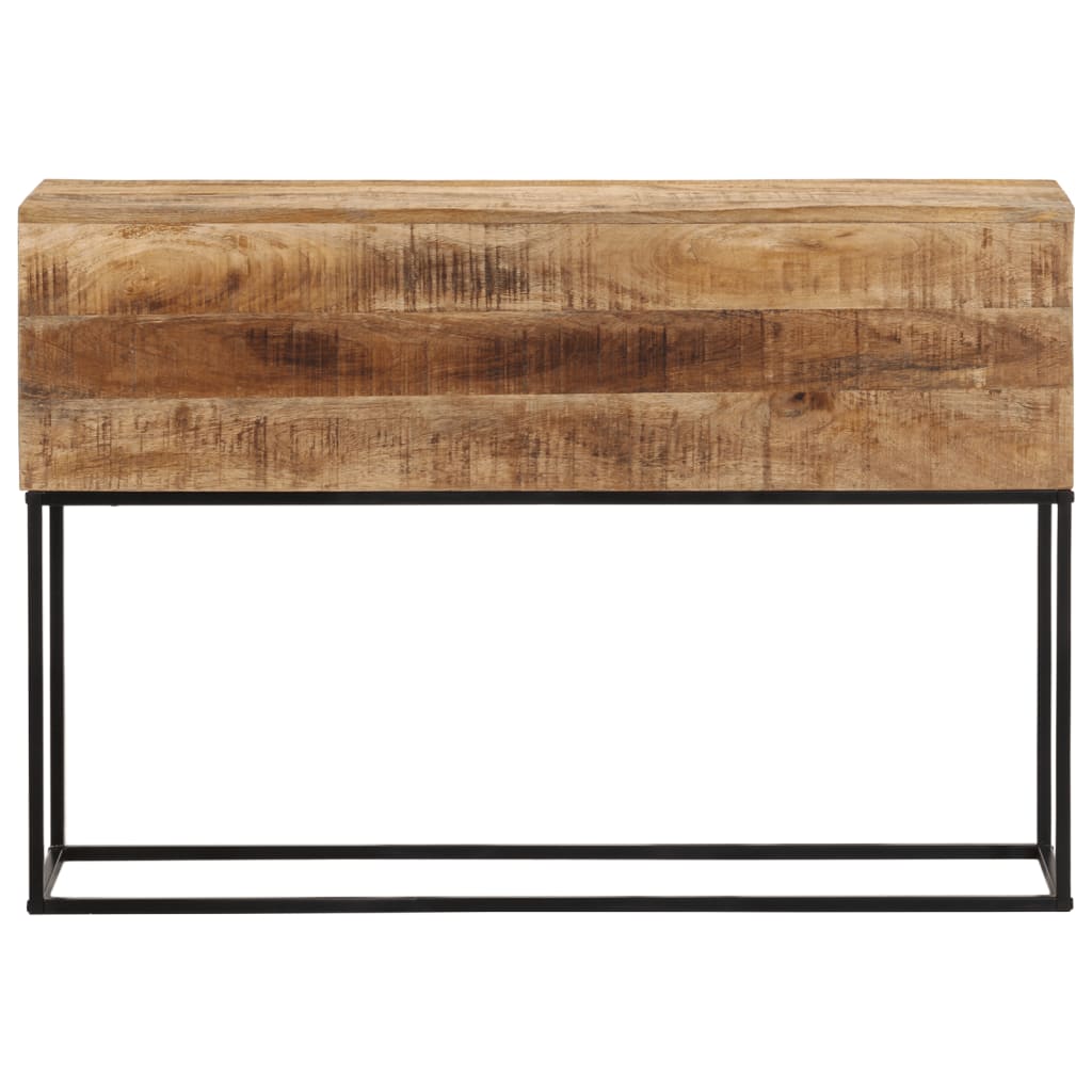 Mesa consola - mesa de entrada madera maciza mango rugosa y hierro 110x30x75 cm