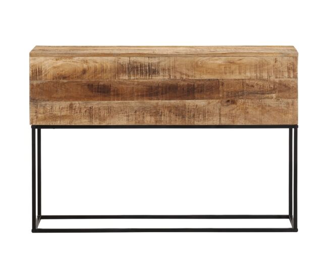 Mesa consola - mesa de entrada madera maciza mango rugosa y hierro 110x30x75 cm