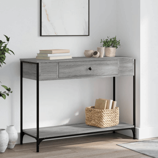 Mesa Consola - Mesa De Entrada 100x34,5x75cm derivados de madeira cinzento sonoma