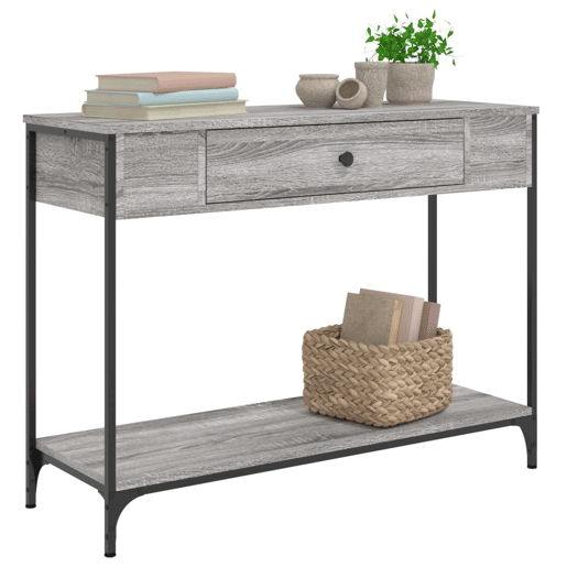 Mesa Consola - Mesa De Entrada 100x34,5x75cm derivados de madeira cinzento sonoma