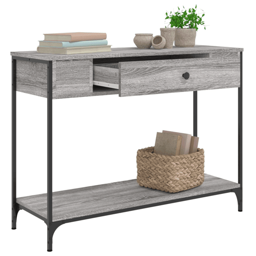 Mesa Consola - Mesa De Entrada 100x34,5x75cm derivados de madeira cinzento sonoma