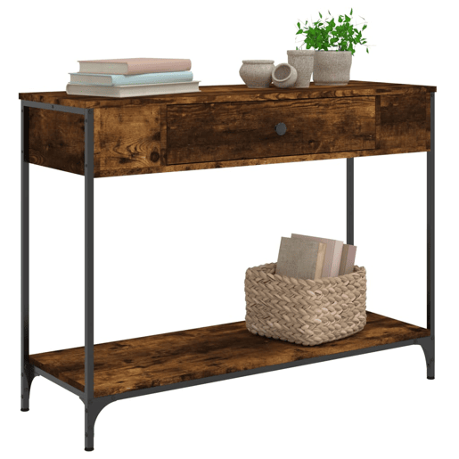 Mesa Consola - Mesa De Entrada 100x34,5x75cm derivados de madeira carvalho fumado