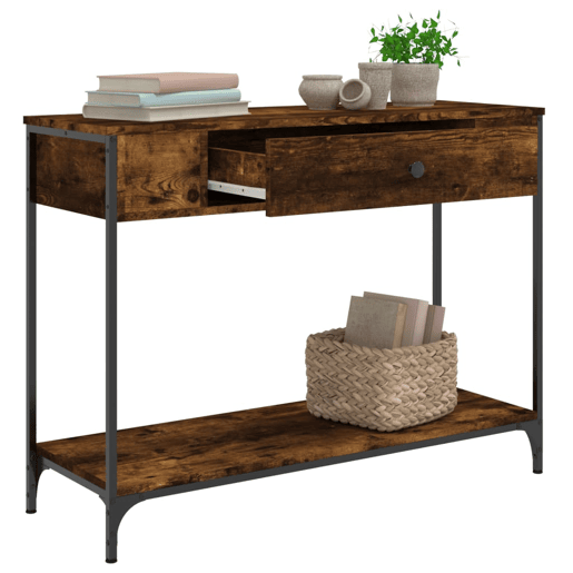 Mesa Consola - Mesa De Entrada 100x34,5x75cm derivados de madeira carvalho fumado