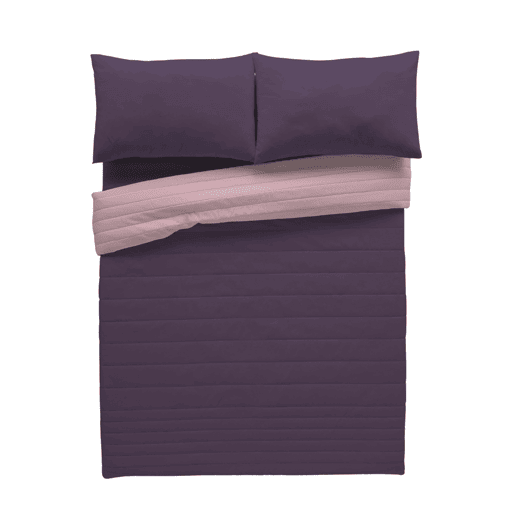 COLCHA BOUTI REVERSÍVEL BICOLOR BERINJELAROSA VELHO CAMA 180