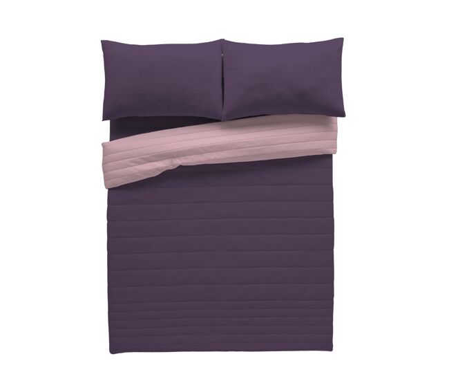 Colcha bouti reversible bicolor berenjena/rosa viejo cama 180