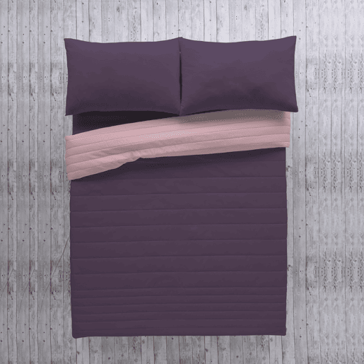 COLCHA BOUTI REVERSÍVEL BICOLOR BERINJELAROSA VELHO CAMA 180