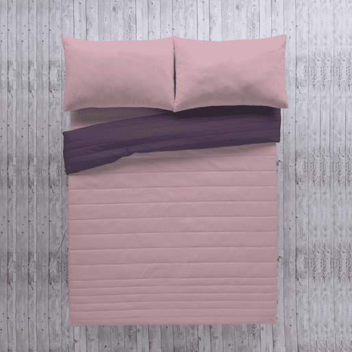 COLCHA BOUTI REVERSÍVEL BICOLOR BERINJELAROSA VELHO CAMA 180