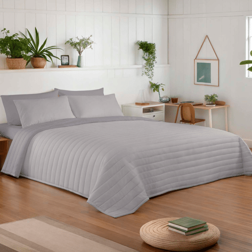 COLCHA BOUTI REVERSÍVEL BICOLOR CINZACINZA CLARO CAMA 180