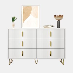 Cômoda dupla de painel de partículas com 6 gavetas,branco