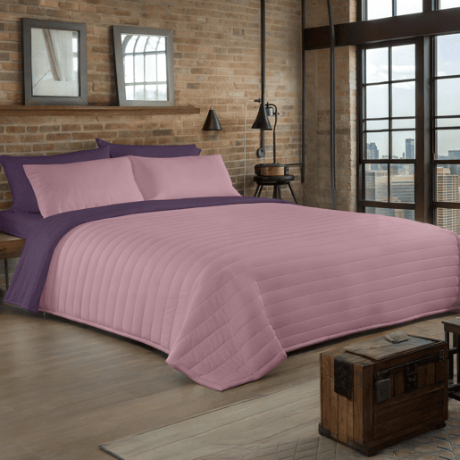 COLCHA BOUTI REVERSÍVEL BICOLOR BERINJELAROSA VELHO CAMA 90105