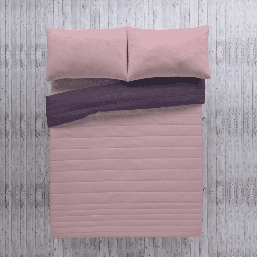 COLCHA BOUTI REVERSÍVEL BICOLOR BERINJELAROSA VELHO CAMA 90105
