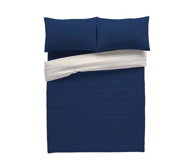 Colcha bouti reversible bicolor azul 1/l198 piedra cama 180