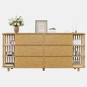 Cômoda dupla de mdf com 6 gavetas,carvalho