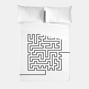ICEHOME - Conjunto de lençóis estampados de 3 peças para cama 180 - Algodão extra macio - Inclui lençol de cima + 2 fronhas - LABERINTH