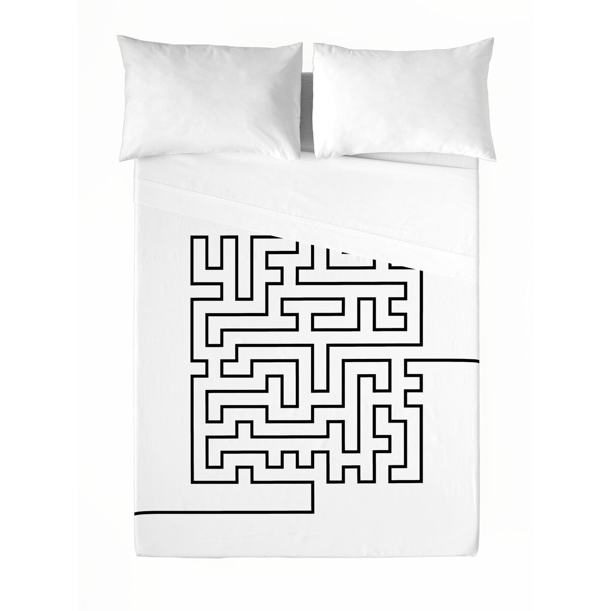 Icehome - juego de sábanas estampadas 3 piezas cama 150 - algodón extra suave - incluye sábana encimera + 2 fundas de almohada - laberinth