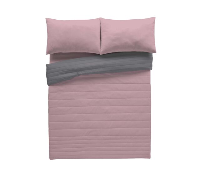 Colcha bouti reversible bicolor rosa viejo/l.807 gris cama 180