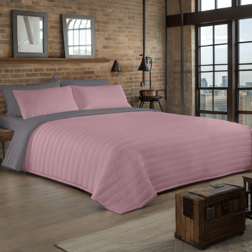 COLCHA BOUTI REVERSÍVEL BICOLOR ROSA VELHOL.807 CINZA CAMA 180