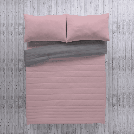 COLCHA BOUTI REVERSÍVEL BICOLOR ROSA VELHOL.807 CINZA CAMA 180
