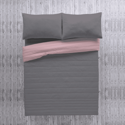 COLCHA BOUTI REVERSÍVEL BICOLOR ROSA VELHOL.807 CINZA CAMA 180