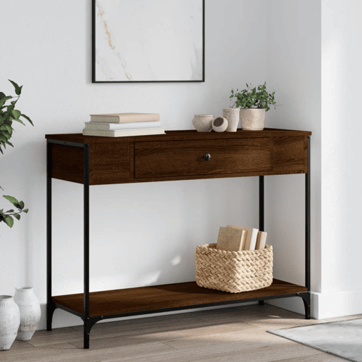Mesa Consola - Mesa De Entrada 100x34,5x75 cm derivados madeira carvalho castanho