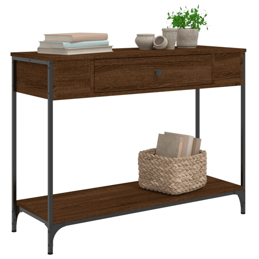 Mesa Consola - Mesa De Entrada 100x34,5x75 cm derivados madeira carvalho castanho