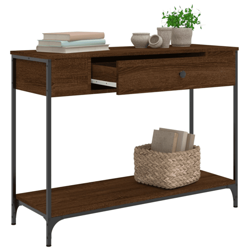 Mesa Consola - Mesa De Entrada 100x34,5x75 cm derivados madeira carvalho castanho