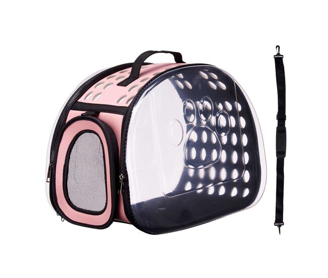 Well home - transportín grande plegable para mascotas 43x4x33cm color rosa