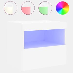Mesa De Cabeceira - Mesinha De Cabeceira com luzes LED 50x40x45 cm branco