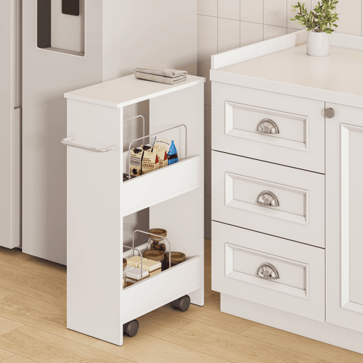 Carrinho de serviço Katra 2 prateleiras 67x40x20cm Branco en.casa