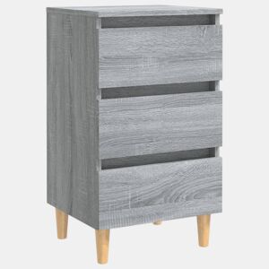 Mesa De Cabeceira - Mesinha De Cabeceira c pernas de madeira 40x35x69 cm sonoma cinza
