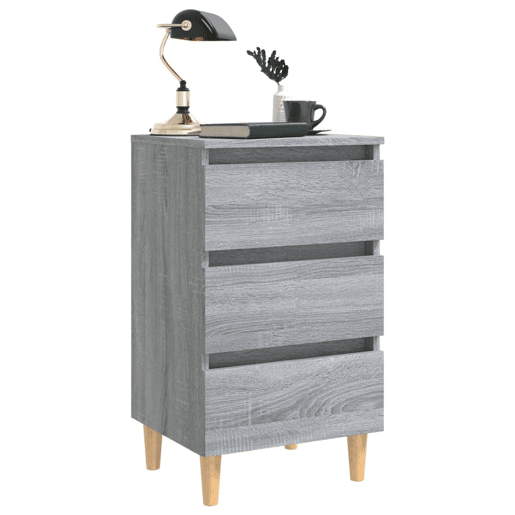 Mesa De Cabeceira - Mesinha De Cabeceira c pernas de madeira 40x35x69 cm sonoma cinza