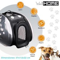 WELL HOME - Pequeno transportador dobrável para animais de estimação 37x7,5x22 Preto