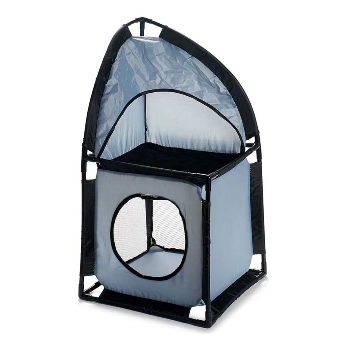 Well home - torre esquinera para gatos 69x35,5x35,5cm en metal y poliéster gris