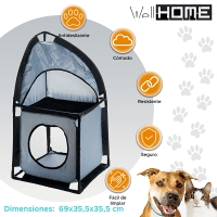 WELL HOME - Torre para gatos de canto 69x35,5x35,5cm em metal e poliéster cinza