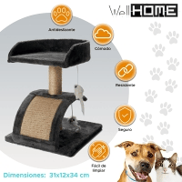 WELL HOME - Árvore para gatos com arranhadores de sisal, plataforma e canil 31x12x34,5cm