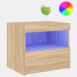 Mesa De Cabeceira - Mesinha De Cabeceira com luzes LED 50x40x45 cm carvalho sonoma
