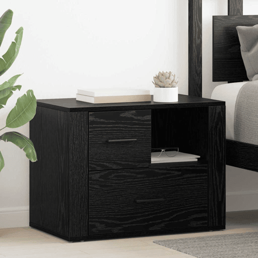 Mesa De Cabeceira - Mesinha De Cabeceira com gaveta Carvalho preto 60 x 36 x 45 cm