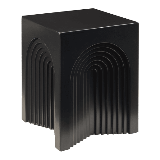 Mesa de apoio Elverumn MDF com design em arco 45x35x35 cm Preto mate en.casa