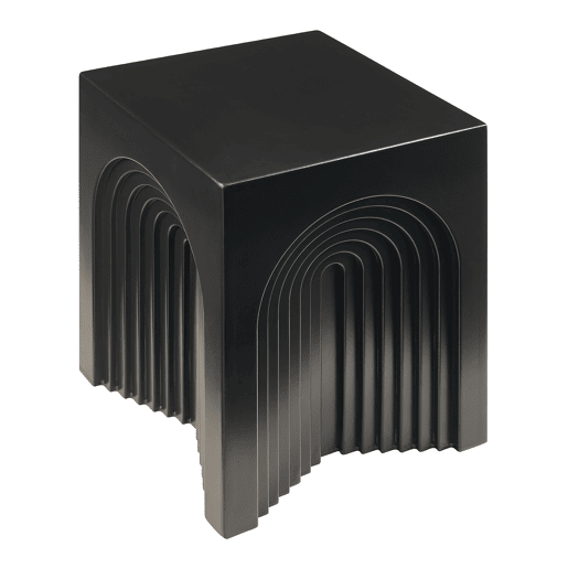 Mesa de apoio Elverumn MDF com design em arco 45x35x35 cm Preto mate en.casa