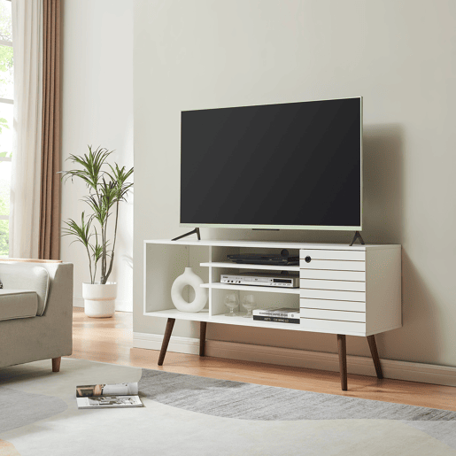 Móvel de televisão Vare 130x40x66 cm com 1 porta Branco en.casa