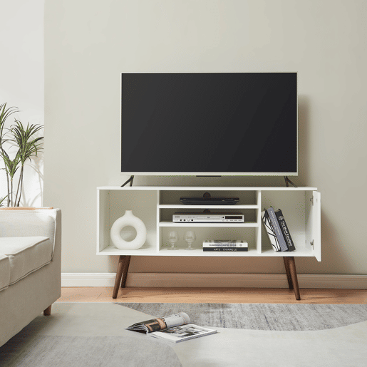 Móvel de televisão Vare 130x40x66 cm com 1 porta Branco en.casa
