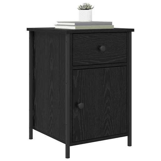 Mesa De Cabeceira - Mesinha De Cabeceira com gaveta Carvalho preto 40 x 42 x 60 cm
