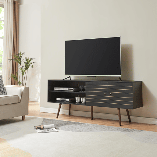 Móvel de televisão Vare com 2 portas 160x40x66 cm Preto en.casa