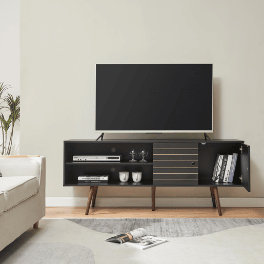Móvel de televisão Vare com 2 portas 160x40x66 cm Preto en.casa